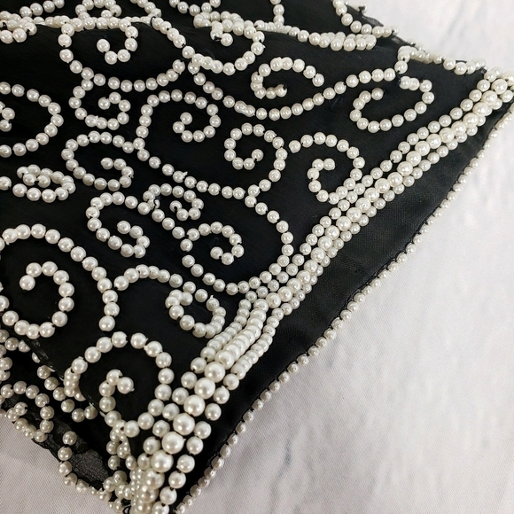Vintage Laurence Kazar Pearl Beaded Black Top EUC - Picture 12 of 15